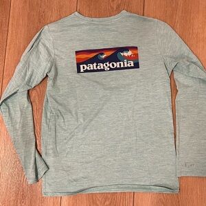 Patagonia Capilene Blue Long Sleeve with Vibrant Logo